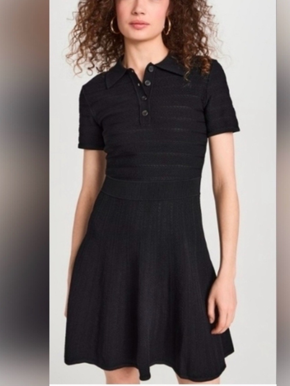 Shoshanna Black Minoa Shirt Sleeve Knit
Polo Dress Size Large